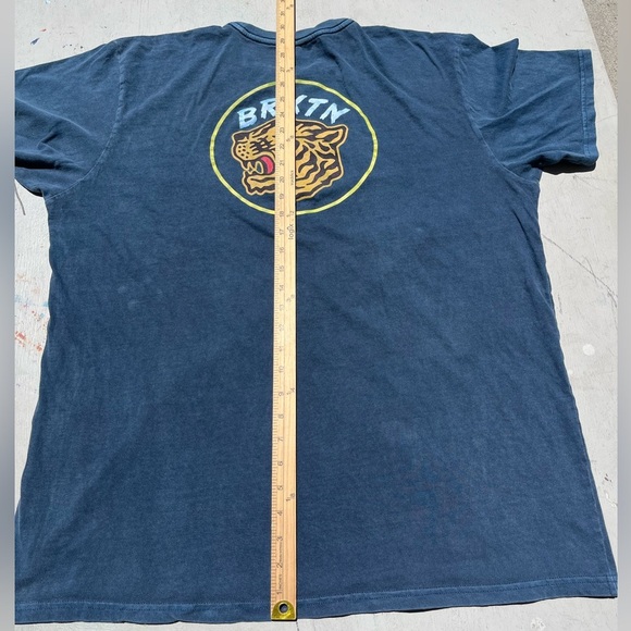 Men's Brixton T-Shirt Blue Spell-Out XL Streetwear Logo Casual City Beach Surf - Picture 10 of 11